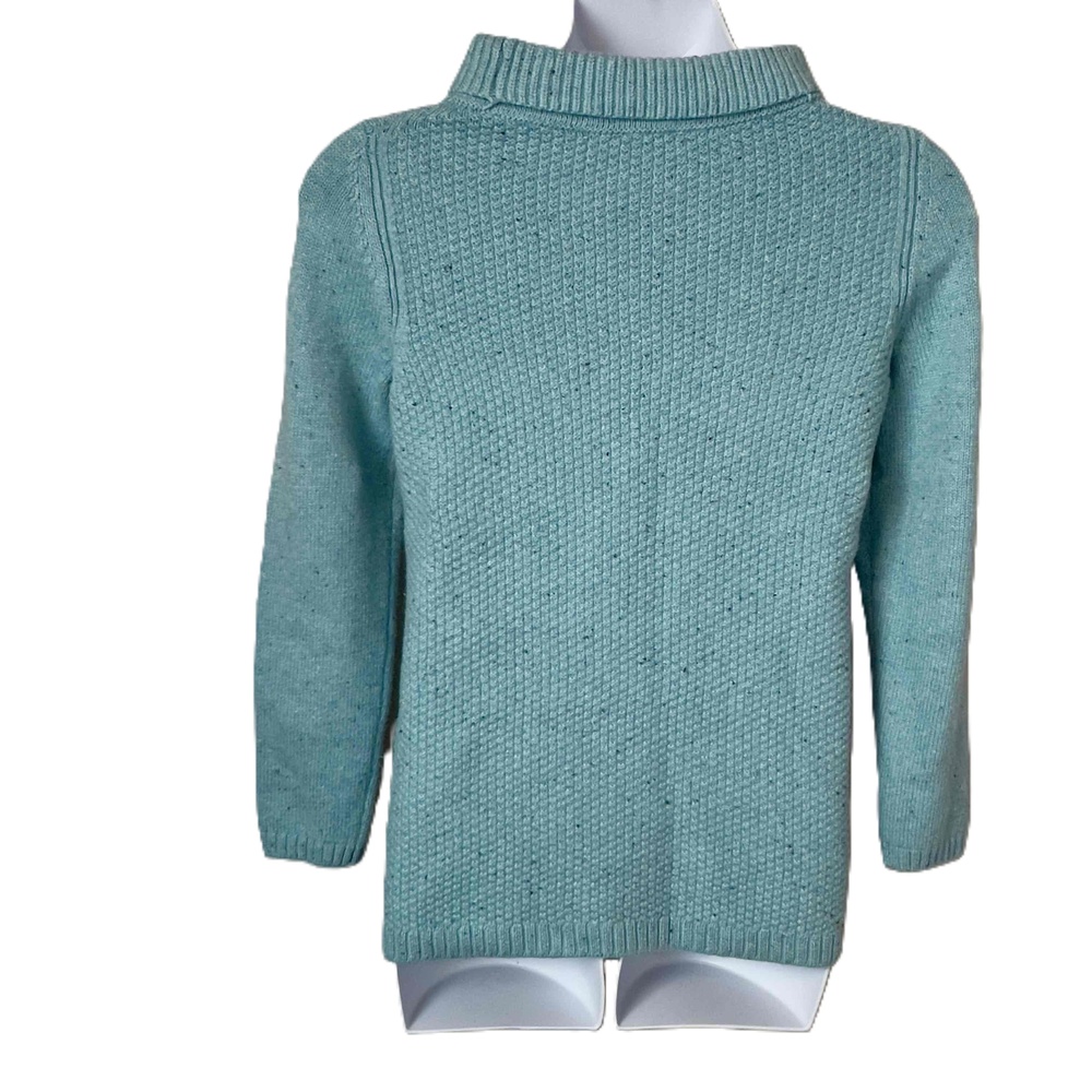 Talbots Aqua Marine Blue Cotton Blend Medium Tunic Sweater Mock Neck - Picture 6 of 9